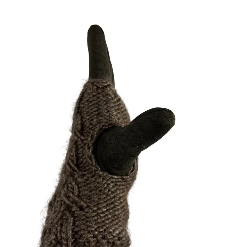 Brown Fitted Gloves With Knitted Crochet Soft Liner Functional & Stylish Designe